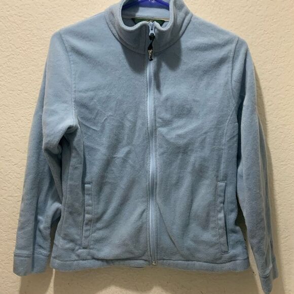 Woolrich Full Zip light Blue Fleece with Pockets - Size M Petite - Picture 2 of 9